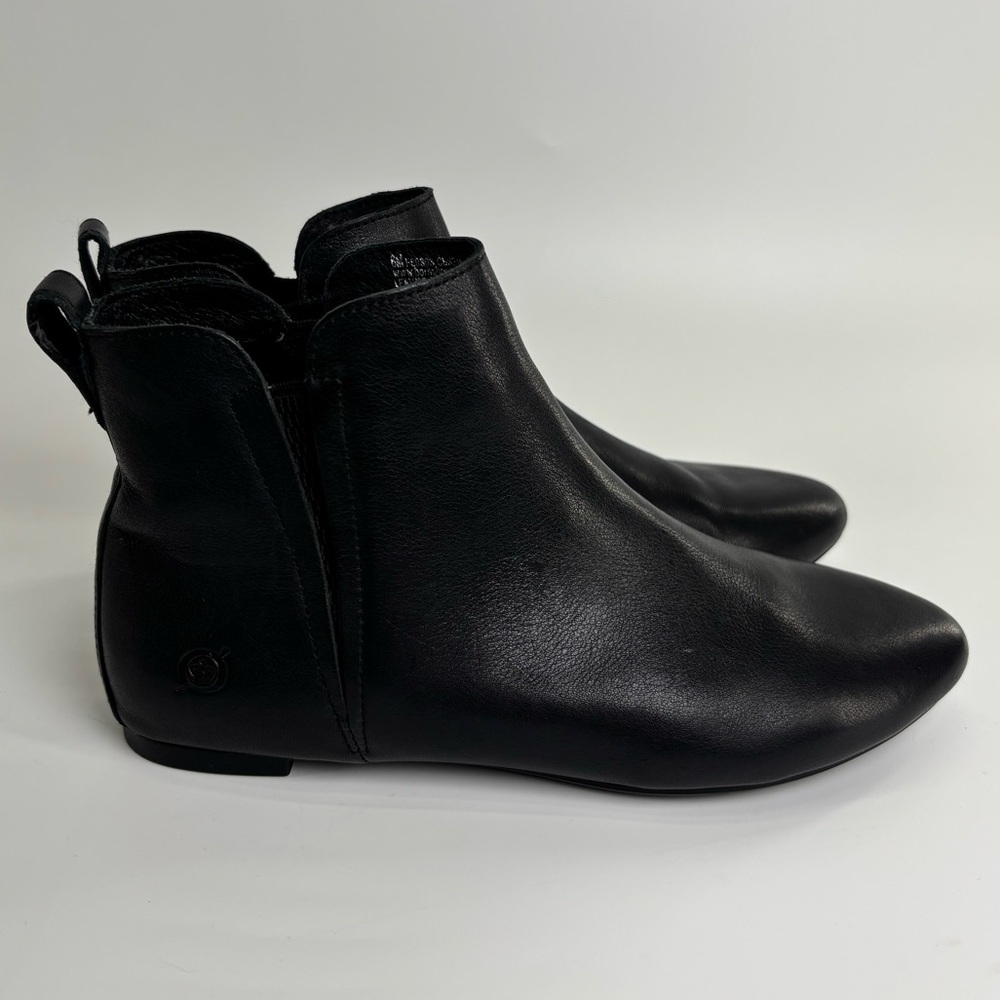 Born black leather ankle boots 6 flat comfort pull on - Picture 3 of 12